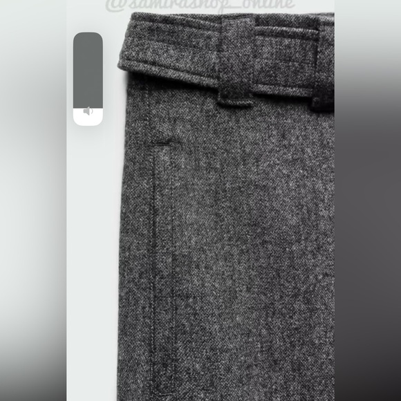 Zara Wool Blend Wide Leg Mid Rise Pants ZW Collection Gray Marl size XS NWT - Picture 13 of 16